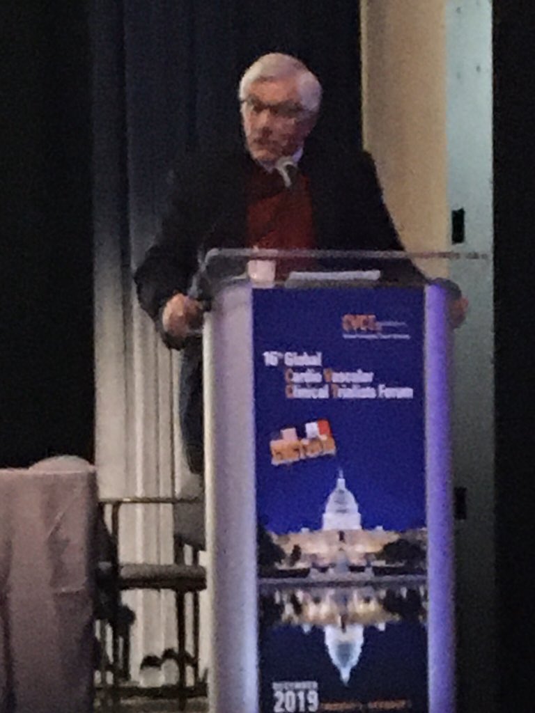 Craigreist's tweet photo. Dave DeMets giving a history lesson on how to do trials the right way #50yearsofexperience #cvct2019 https://t.co/ciugNb8uSE