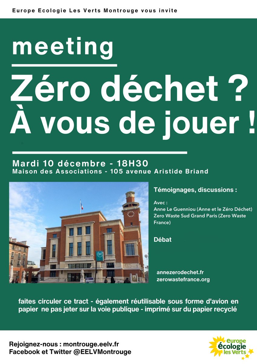 EELV_Chatillon's tweet image. Soirée 0 déchet à Montrouge ce mardi ! Organisée par @EelvMontrouge
Et une seconde chance (ou une révision) à Châtillon le 30 janvier. #eelv #zerowaste #montrouge