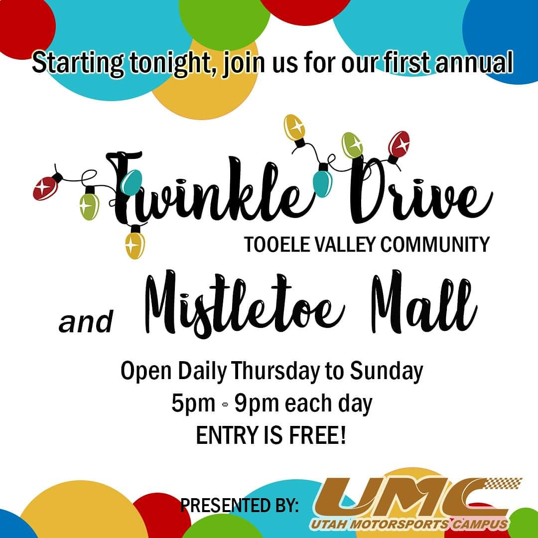 BurtBrothersMP's tweet photo. Twinkle Drive and Mistletoe Mall lights up today!! 
Running through to Sunday
Entry is FREE to all
Daily hours: 5pm to 9pm
.
#twinkledrive #holiday #santa #lights #family #familyfun #community #tooele #tooelevalley #thingstodoin #umc #umclights #twinklelights https://t.co/JXgEjxQPc2