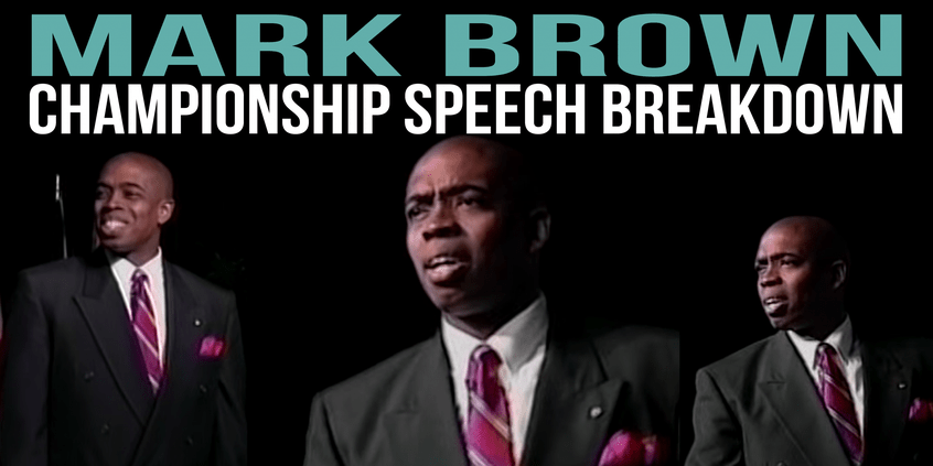 TacticalTalks's tweet photo. Speech Breakdown and Analysis for Mark Brown, the 1995 Toastmasters World Champion of Public Speaking https://t.co/CNHrmz13cU #publicspeaking https://t.co/w9hrj5kuDZ