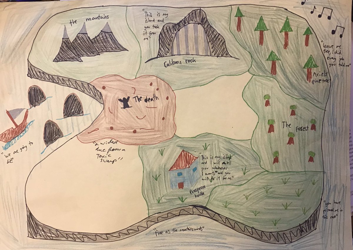 DownsideEnglish's tweet photo. Aristotelian unity in The Tempest via the medium of maps... @downsideschool #iloveboarding https://t.co/fXfylqSuAh