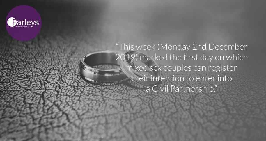 FarleysLaw's tweet photo. Previously designed to provide same sex couples with a similar arrangement to marriage, civil partnerships are now legally available for mixed sex couples giving more legal protection to couples who choose not to enter into a marriage. Read more here: https://t.co/GdrzSXcKXK https://t.co/Qzd6LPLU4K