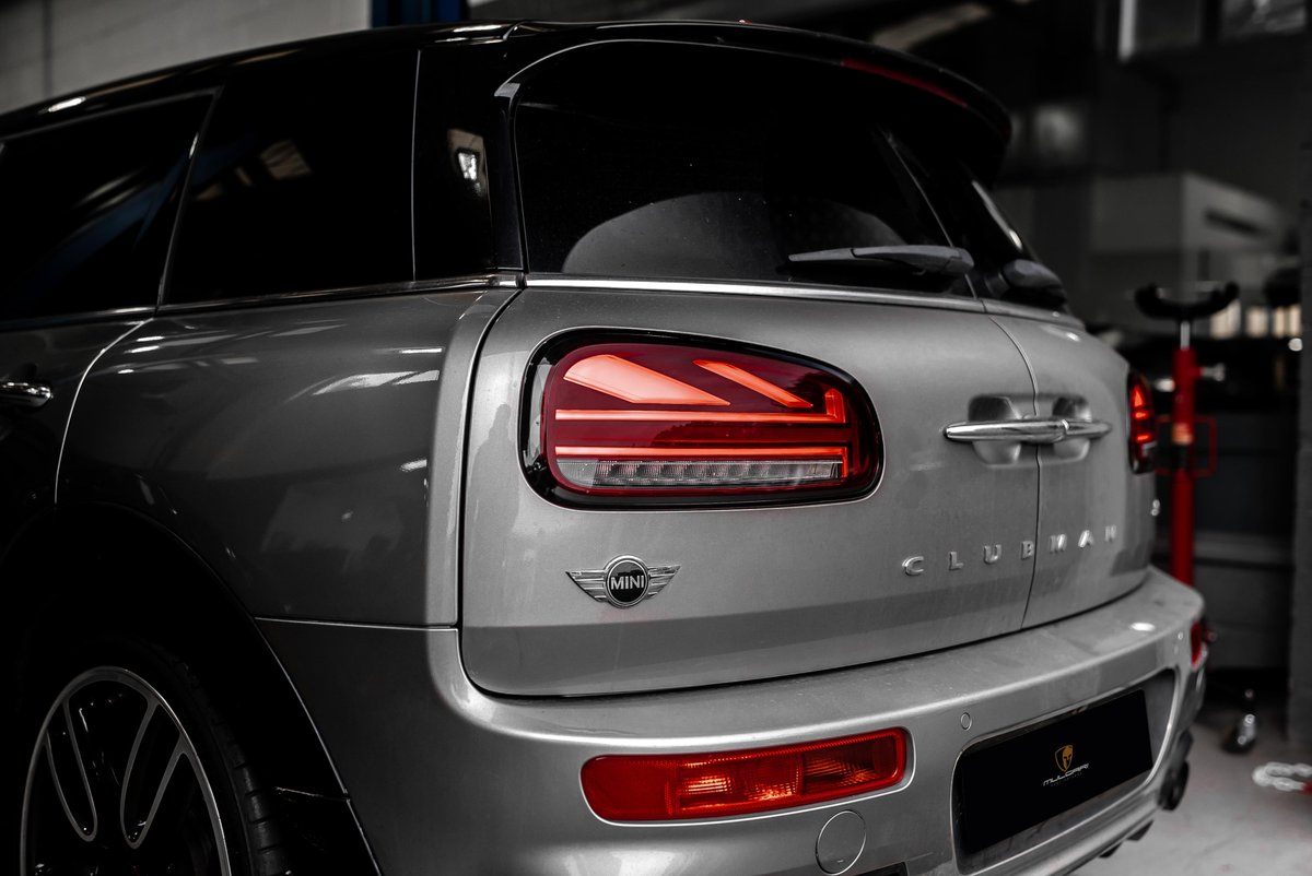 Mulgari's tweet photo. Union jacks are no longer reserved for @MINI Mini hatch owners! Complete error free retrofit kits now available for pre LCI F54 Mini Clubman. #mini #clubman https://t.co/KK5pcxixHw