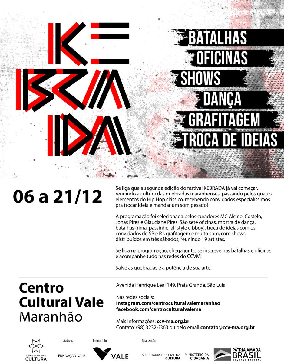 enmepaixao's tweet photo. Pra quem não sabe, o #KEBRADA foi o grande apoiador da nossa participação no Festival Sons da Rua. Foram eles q patrocinaram nossas passagens tanto na seletiva quanto na final. Sem esse apoio, jamais teriamos conseguido
Acompanhem a programação completa
https://t.co/SBWVEd7Suk https://t.co/utpBRHZgQ9