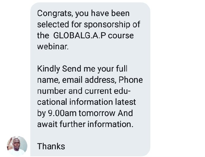 omisakinsamuel's tweet photo. Thanks to @AkinAlabi6 &amp; @seunogunyemi_  for sharing the opportunity. 

I was selected for the online webinar out of the 5 slots for sponsorship. Thank you, sir @Niran_Ag 🙏🙏

I am looking forward to learning with Futux consult @FutuXinfo. 

#Webninar #Agriculture #Knowyourgap. https://t.co/SfxF2hmWuW