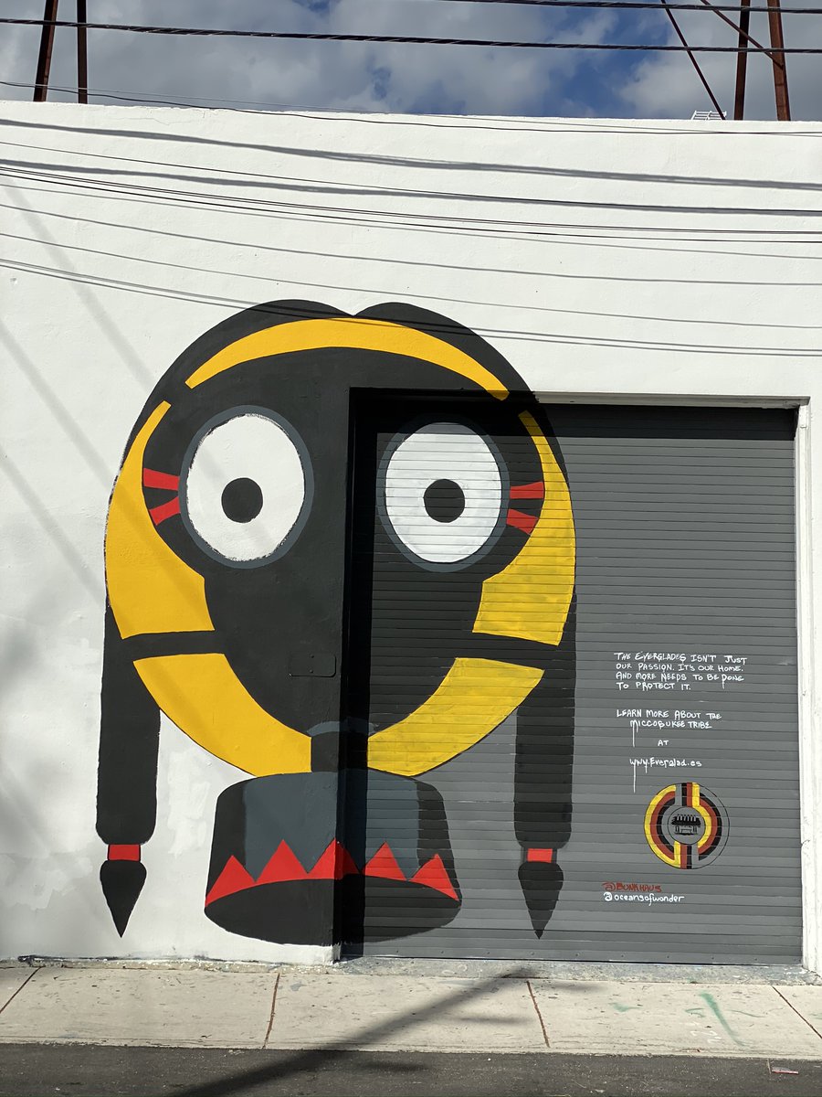 WynwoodMiami's tweet photo. A look at the Miccosukee Tribe of Indians 1st formal mural installation by artist #BunkyEchoHawk in Wynwood designed to raise awareness about the Tribe‘s SoFla heritage. Find it at 2600 N Miami Ave. https://t.co/0S1UuAZLZ2