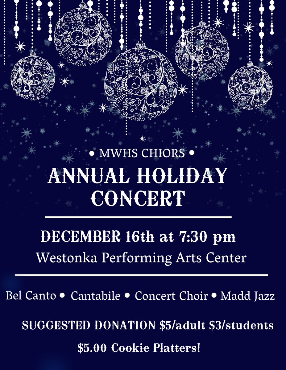Join us on Monday, December 16th for our annual Holday Concert.
