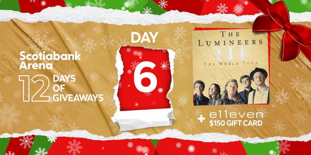 It's DAY 6 of our 12 Days of Giveaways 🎁 

RETWEET THIS + FOLLOW for a chance to WIN tickets to see <a href="/thelumineers/">The Lumineers</a> + $150 to <a href="/e11evenToronto/">e11even</a>! 

Rules: bit.ly/2QPH88V