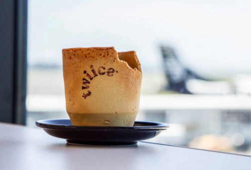 CopyPlease's tweet photo. When you're serving eight million (gulp) coffees a year, you need to be progressive in your thinking. 
@airnzuk and @twiicenz taking compostable cups to a whole new level ✈️ 
https://t.co/FZrj5W3K8U #coffee #sustainableinnovation #zerowaste #innovation https://t.co/5dFSTODBdu