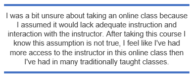 KonaRJones's tweet photo. Online courses don't (and shouldn't) mean less instruction or interaction between students and the Instructor. I often feel more connected to my online students (because of the one-on-one &amp; feedback) and it's great to know some of them feel the same way! #HumanizeOL #allthefeels https://t.co/Ed4A5hSZl6