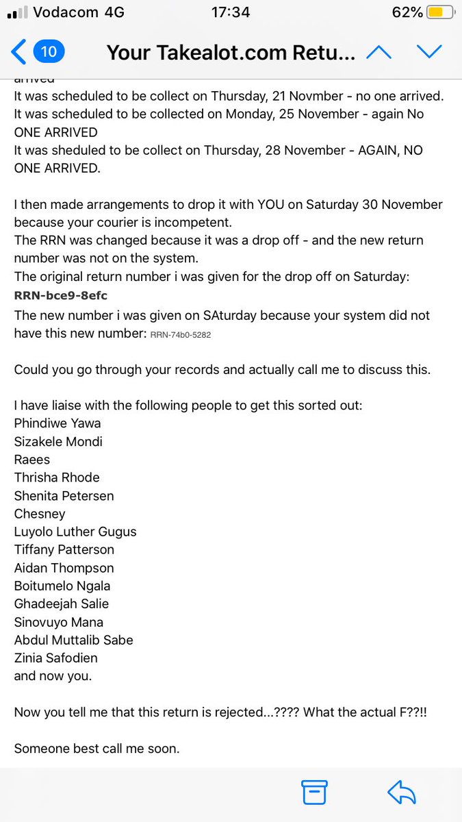 Hey <a href="/TAKEALOT/">takealot</a> look at this and tell me my return wasn’t logged in 7 days....FFS