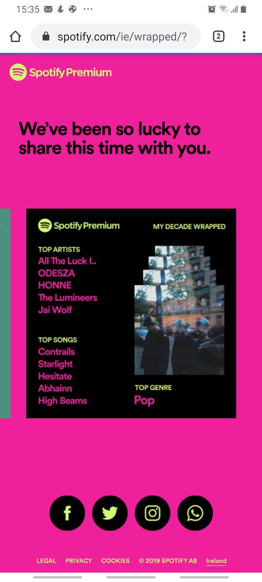 <a href="/ATLITWmusic/">alltheluckintheworld</a>  my artist if the decade, not much of a surprise 
#spotifywrapped