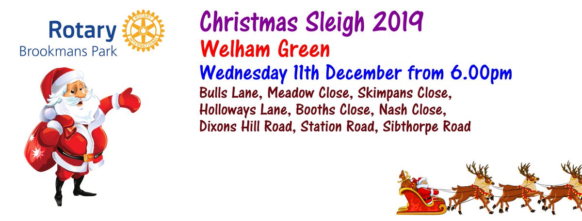 Many thanks to everyone in Cuffley who came out to visit and donated to Brookmans Park Rotary and Santa's Sleigh.
Watch out for us next week, when we will be in Essendon and Welham Green
This year one of our main charities we are supporting is  Herts Young Homeless