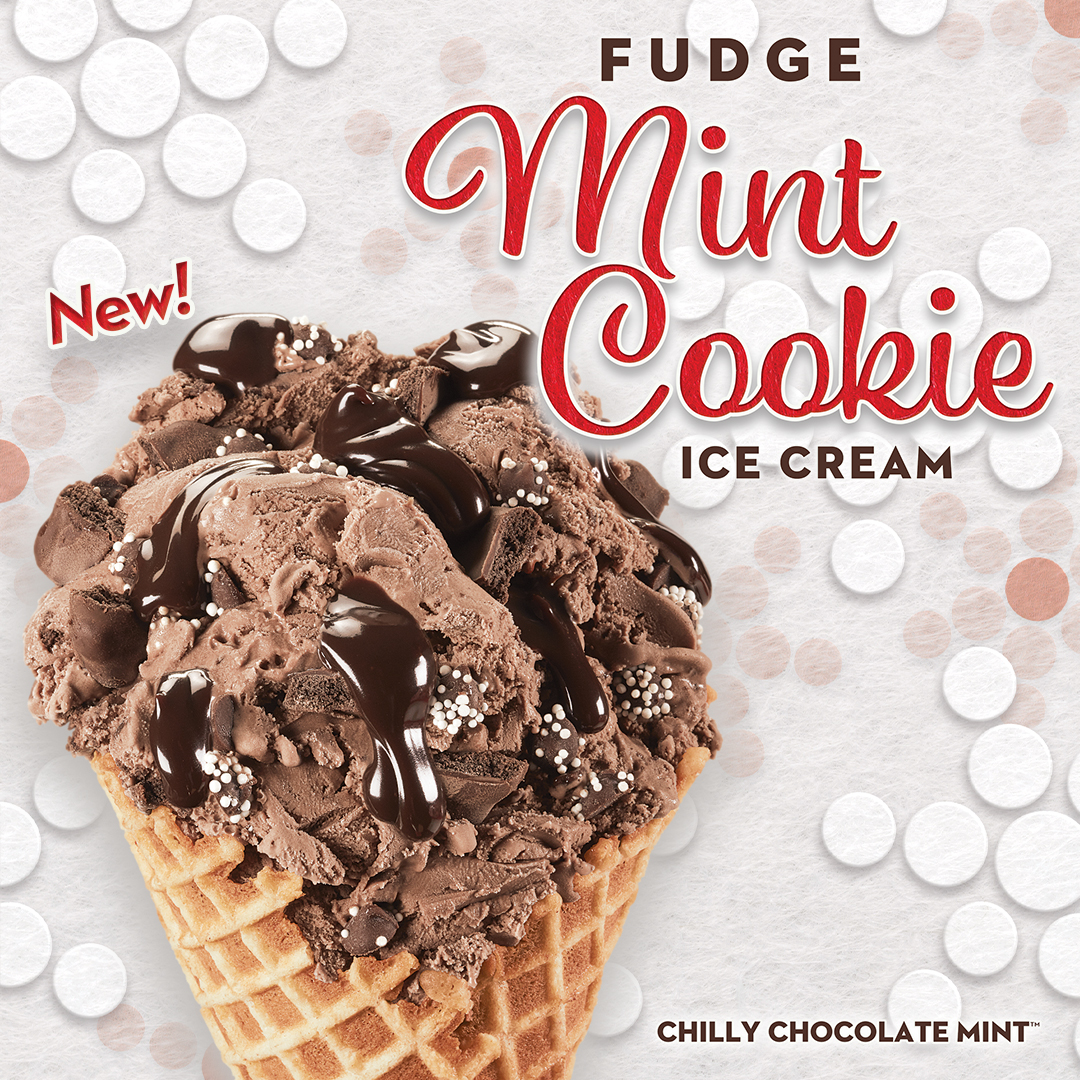ColdStone's tweet photo. Introducing a sweet chilly treat, the Chilly Chocolate Mint™ Creation™! This winter Creation is made with Fudge Mint Cookie Ice Cream, Fudge Mint Cookies, Sprinkled Chocolate Drops and Fudge ❄🍫 https://t.co/otwTPwPomV