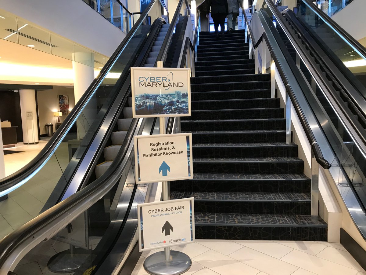 Follow the escalator to the elevator to the 15th floor (Pieces Room) to find the #cyber job of your dreams! We'll see you at #CyberMaryland19 #CyberJobFair 10am-2pm