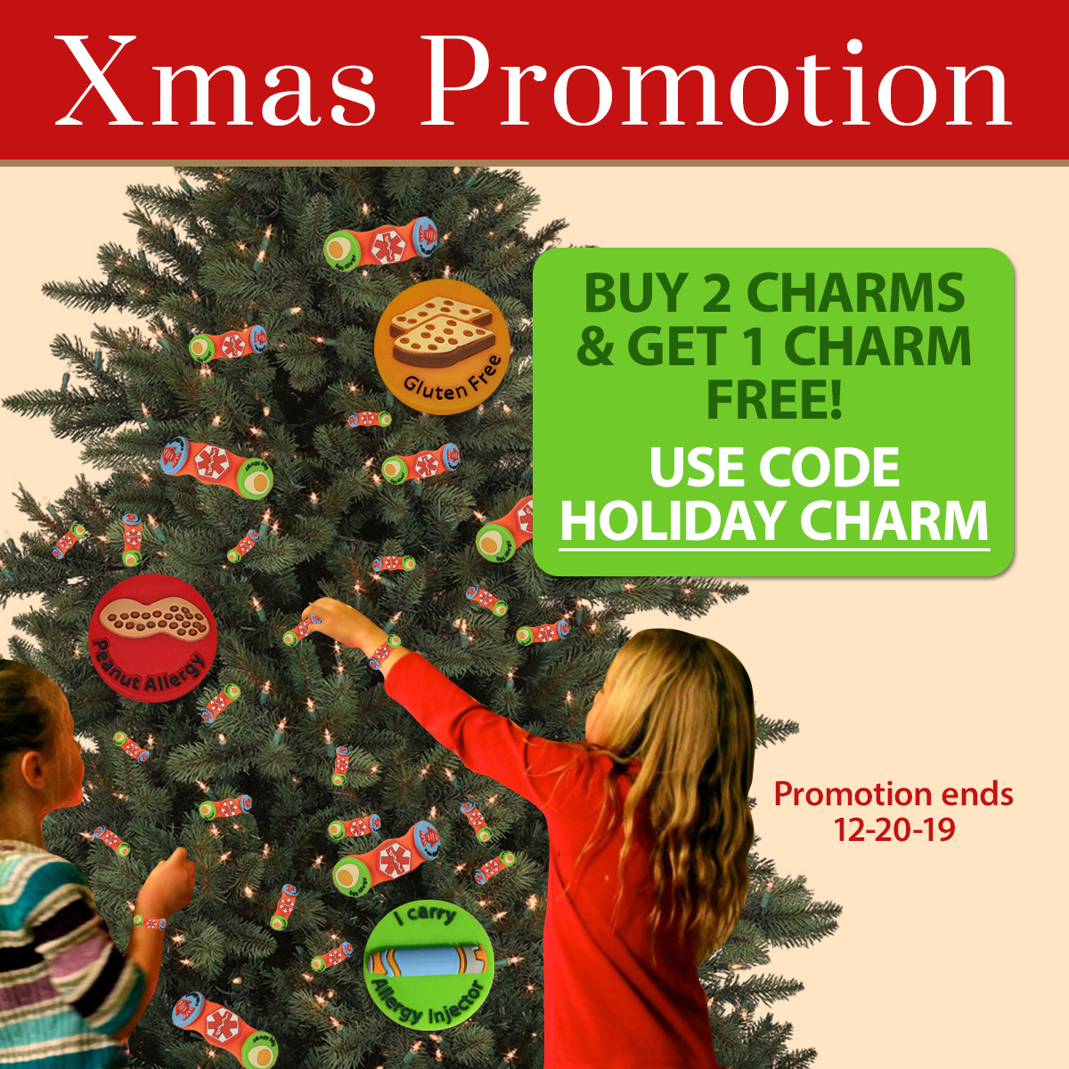 Allerbling's tweet photo. 📣🎄😘 Xmas Promotion 🎉🎄🥰

Buy 2 charms and get 1 charm free!!! Use code "HOLIDAY CHARM" at checkout. Limit to one use per customer. This promotion ends December 20, 2019. https://t.co/PyfA50N8WR

#allerbling #xmas2019 #childrenallergy #allergywristband #allergycharms https://t.co/1MnaZPU0qO