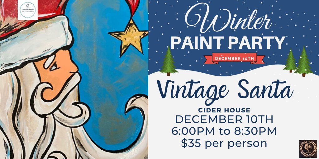BreakThru2Creat's tweet photo. Have you decorated for Christmas yet? Join us @CiderHouseRoncy to paint this handsome vintage santa! #LinkInBio #christmasgifts #handmadechristmas #ArtistOnTwitter https://t.co/rWl81Jr72T