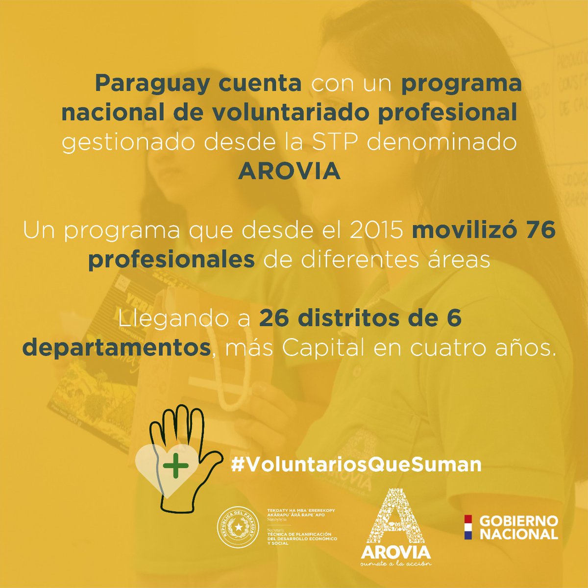 VEP_Paraguay's tweet photo. ✅“El voluntariado contribuye a promover la integración e inclusión social” 

👉Desde #STP tenemos el desafío de seguir trabajando por el desarrollo del país 🇵🇾 con @arovia, el #CONAVO y el apoyo de voluntarios extranjeros

#VoluntariosQueSuman https://t.co/QsoLyybzUC