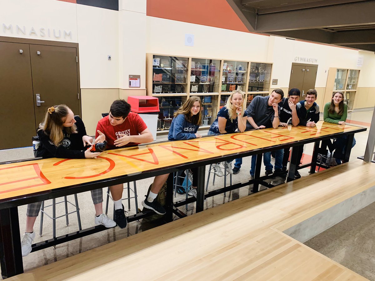 MHSGrizzlies's tweet photo. The red gym may be gone, but the furnace remains. Thank you Mr. Ford for the new tables in our activities lobby that are made out of our old gym floor! https://t.co/FVWcrmDp7o