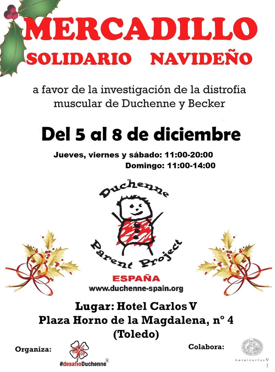 joey_to's tweet photo. Ya estamos montados en nuestro Mercadillo solidario a favor de @DPPSpain
No dejaremos de luchar hasta encontrar una cura. Si queréis visitarnos estamos en el Hotel Carlos V de Toledo hasta el domingo. Nos ayudaría mucho que lo compartierais. https://t.co/KyDBOH5ciI