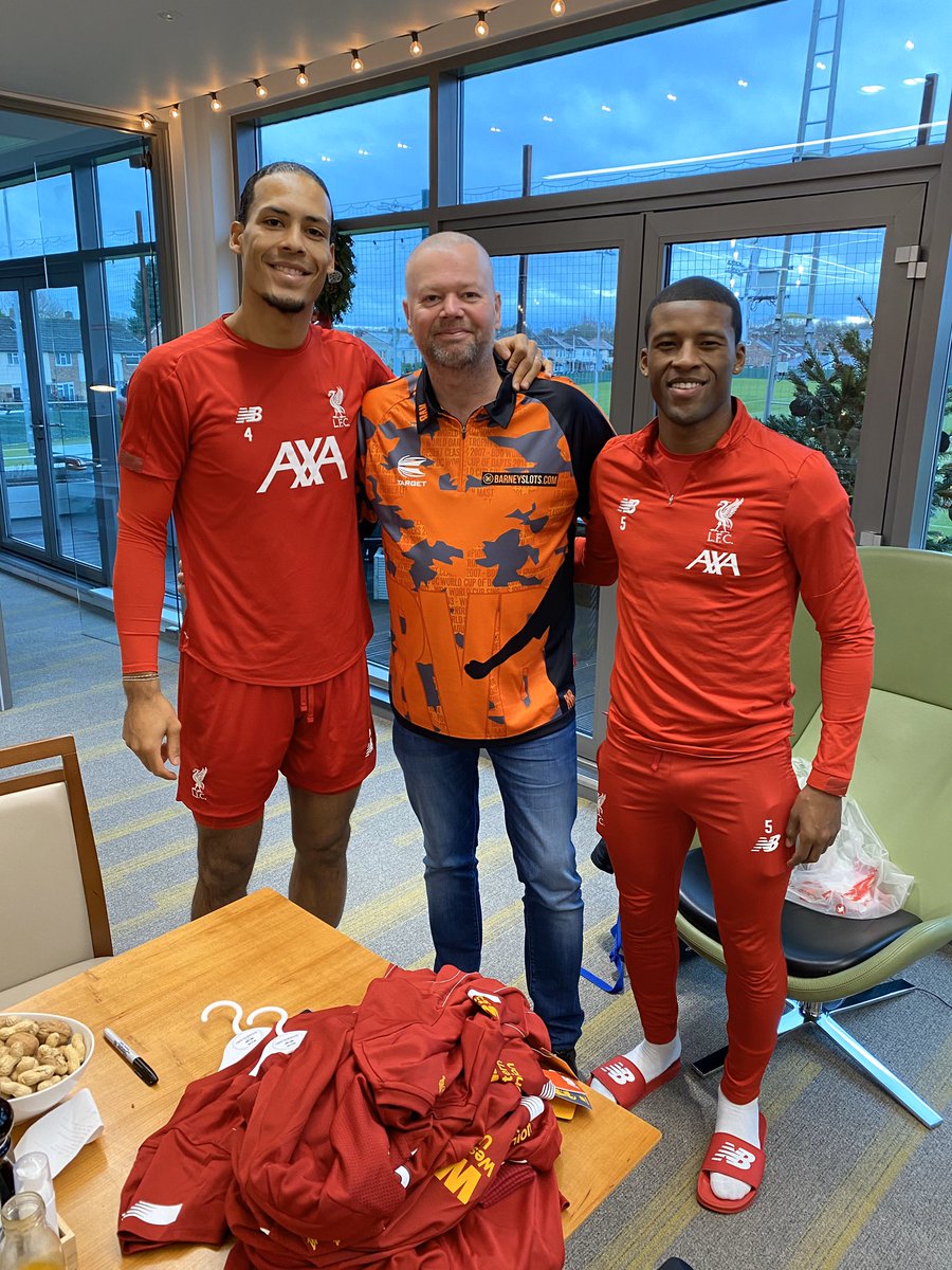 Raybar180's tweet photo. So much fun @LFC playing Holland vs Germany with @maximiser180 and Jurgen Klopp !! Also meeting @VirgilvDijk and @GWijnaldum was superb !! Thanks @OfficialPDC and @SkySportsDarts https://t.co/DKPoNlzDG5