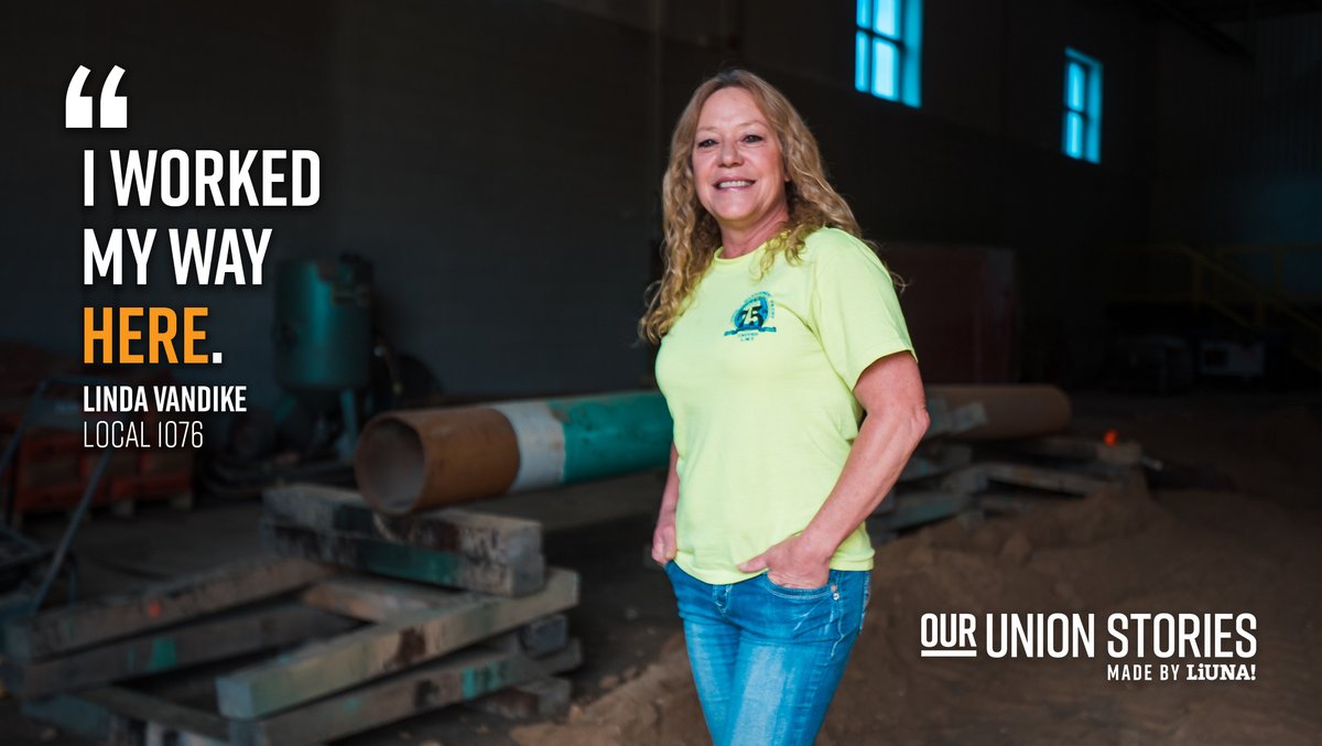 “When I joined the Union, I went from making $10 an hour to double that, plus great benefits. In the Union, I’m an equal. I don’t expect any special treatment because I’m a woman. I earn the same wage as a man, and I’m very proud of that.”

– Linda Vandike, #Laborers Local 1076