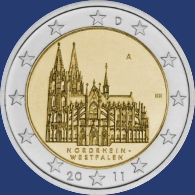Numis_Hero's tweet image. 🇩🇪 #Alemanya - 2011
·Estat federat de Renània de Nord-Westfàlia
·
·Al centre de la moneda apareix la catedral de Colònia sobre les paraules «Nordrhein-Westfalen», nom original de l'Estat federat alemany en el qual es troba. A la corona circular de la mon… ift.tt/2NR4jMW