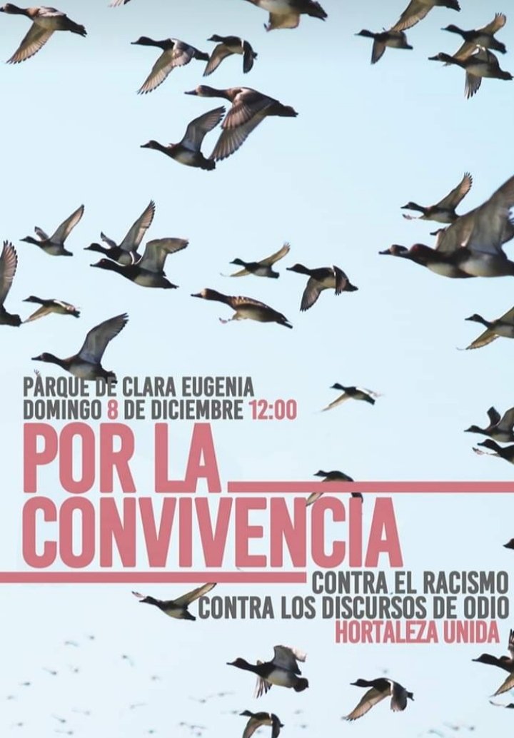 El domingo a las 12 nos vemos.
Contra el discurso de odio y contra el racismo.