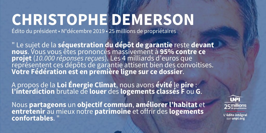 UNPI_FR's tweet photo. .@DemersonUNPI : 
🗣️ "Le sujet de la séquestration du #dépôtdegarantie reste devant nous. Vous vous êtes prononcés massivement à 95% contre ce projet (10 000 réponses)❗️Votre Fédération est en 1ère ligne sur ce dossier."
🔍 Suite de l'édito : https://t.co/Jew4Qx140u https://t.co/ABYHaY0M9m