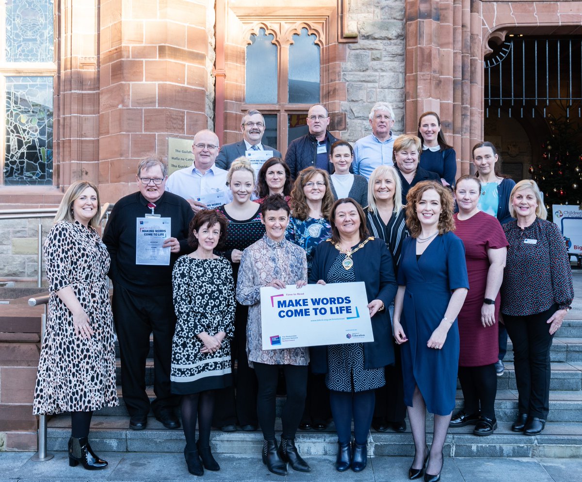 bitcni's tweet photo. Celebrating 20 years of #TimetoRead in The Guildhall, Derry~Londonderry! Thank you to our volunteers who give up an hour a week to read books with pupils one-on-one, improving their literacy, fostering a love of books &amp; building confidence &amp; social skills https://t.co/y2d2sScZll https://t.co/IgkroYlG76