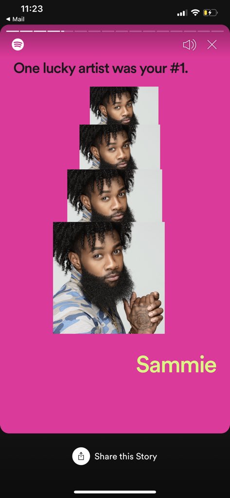 Kikichin's tweet photo. Thank you Sammie for spending 12 hours with me this year on @Spotify. You are my #1. #spotifywrapped https://t.co/zrM2ViYEAT