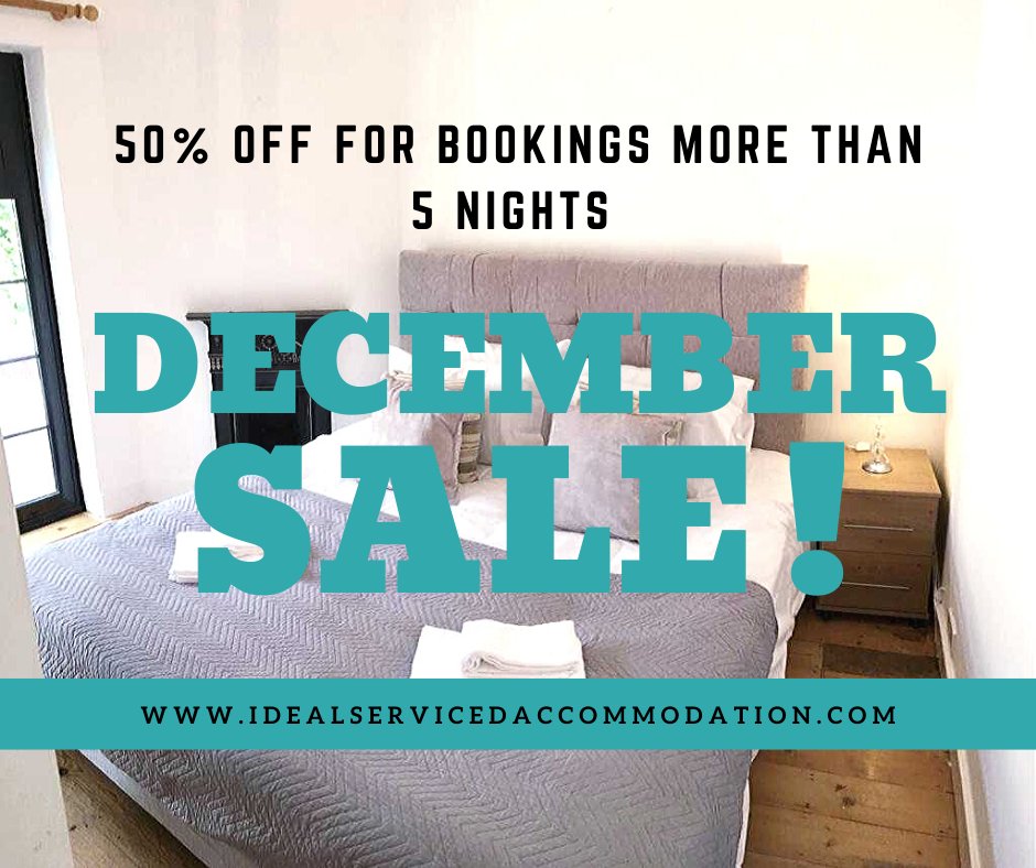idealsauk's tweet photo. DECEMBER SALE ! ! ! ! !

50% OFF ON MORE THAT 5 NIGHT STAYS!
for the month of December

Locations:
Brentwood
Romford

1 &amp; 2 Bedroom apartments available!

For more details contact us at
📧 hello@idealservicedaccommodation.com
📞+44 (0)20 7859 4441

HURRY Before they run out! https://t.co/UglBPvWA9R