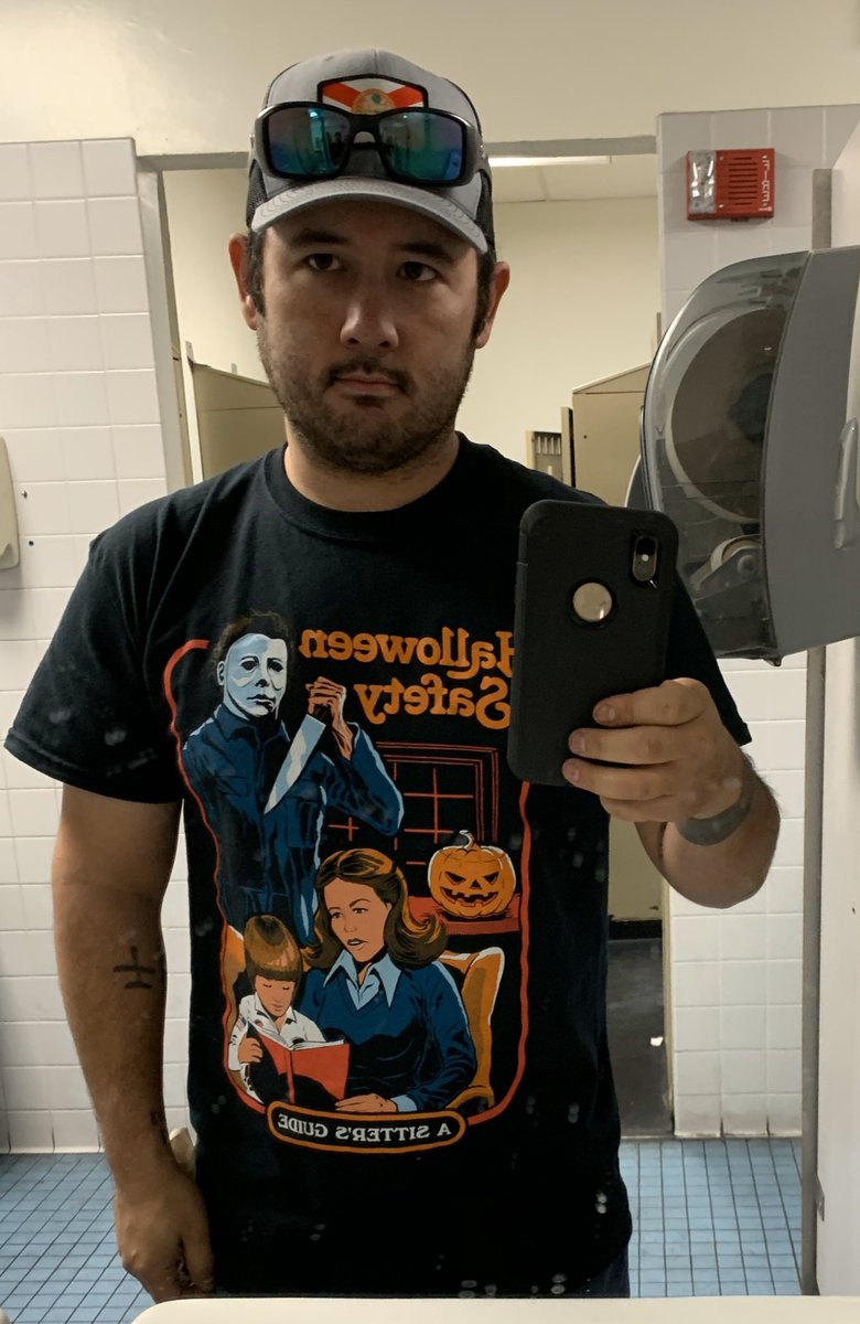 T-shirt of the day! #MichaelMyers #Halloween #LaurieStrode #BabySitter #BathroomSelfie #HorrorMovieReviewPodcast #itunes