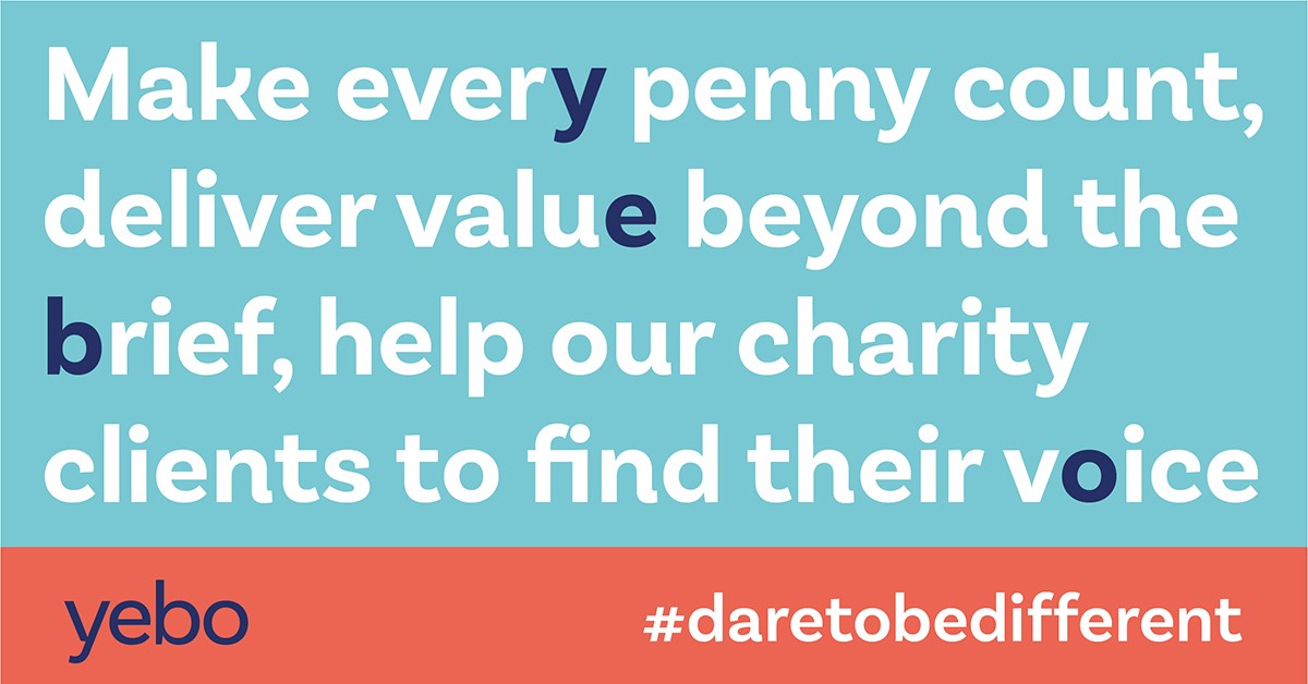 YeboDesign's tweet photo. Helping #charities to find their #marketing voice is a favourite #TeamYebo challenge. When every penny saved can make a huge #difference, we’re driven to deliver value above and beyond the brief to support the work of our incredible clients in the sector. https://t.co/h3aZ3QFBTz https://t.co/4unGoxcdGF