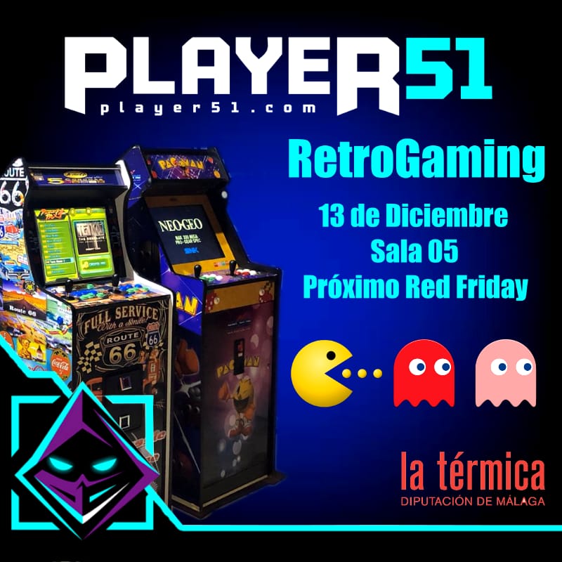 Player51_Esp's tweet photo. 🔊¡Atención! El viernes, 13 de diciembre, ¡celebraremos #Retrogaming! Una edición especial para #Gamers y amantes de #Videojuegos🎮🕹️. Será de 19 a 22 h, en @latermicamlg. En nuestros canales sociales desvelaremos todos los detalles. ¡No te lo pierdas! #RetroPlayer51 #Player51 https://t.co/G5vw4sI37v