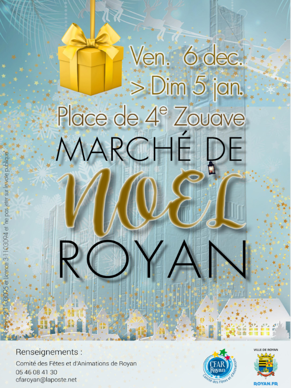 Vous êtes à #Royan ?🎅L'#UNICEF et ses bénévoles sont heureux de vous retrouver les 6, 7, 8 et 15 décembre au Marché de #Noël de Royan : 🧸 Place du 4ème Zouave (face à la patinoire) 🌠 de 10h à 19h Au plaisir de vous rencontrer ou de vous retrouver !🙂 #PourChaqueEnfant