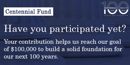 federalbar's tweet photo. Today marks exactly one month until our 100th birthday!
Invest in the future of the FBA to help build a solid foundation for the next 100 years; submit your year-end donation online at https://t.co/8hkLobMCdd. #FBA100 #YearEndGiving https://t.co/tbkjsMssc5