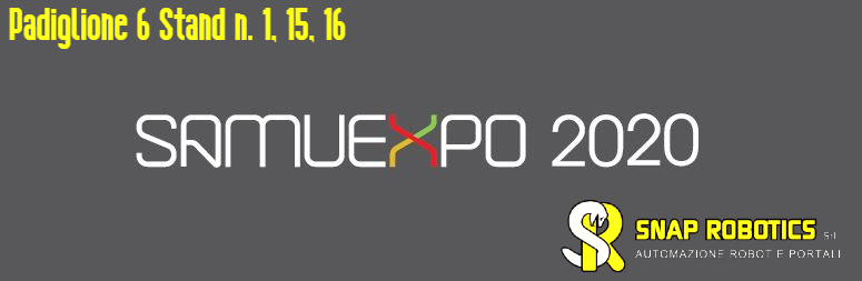 SnapRobotics's tweet photo. La Fiera #SAMUEXPO si avvicina!
Si svolgerà a Pordenone il 6-7 e 8 Febbraio 2020.
Vi aspetteremo al Padiglione 6, Stand 1-15-16
#SnapRobotics #SAMUEXPO https://t.co/Aye01MAJNo