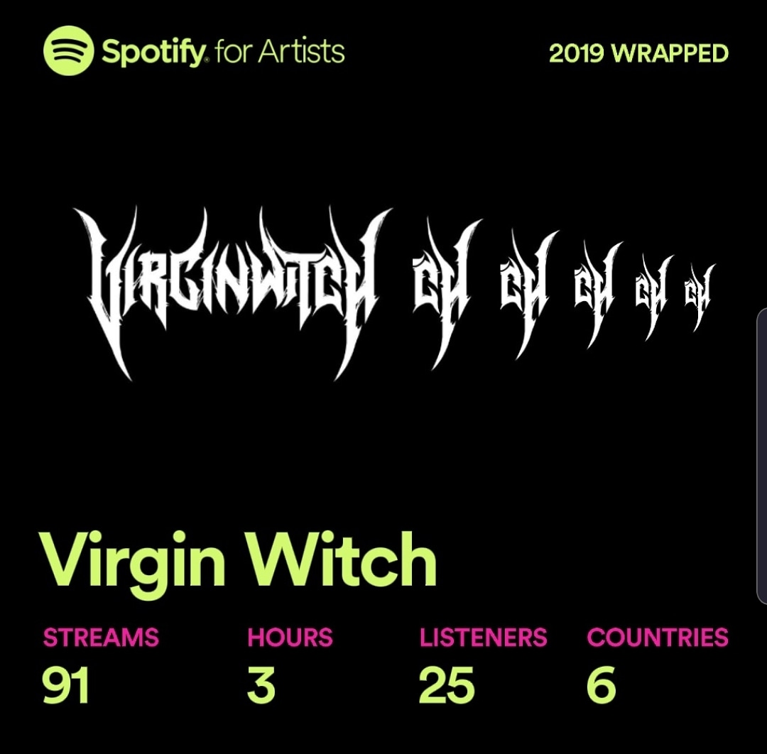 Cheers for the streams, The EP will be released in 2020. Even with 2 singles we got a good turnout and we thank everyone that checked us out, see you in 2020 - VW
•
#newband2019 #newband #virginwitch #fittobetied #newmetalband