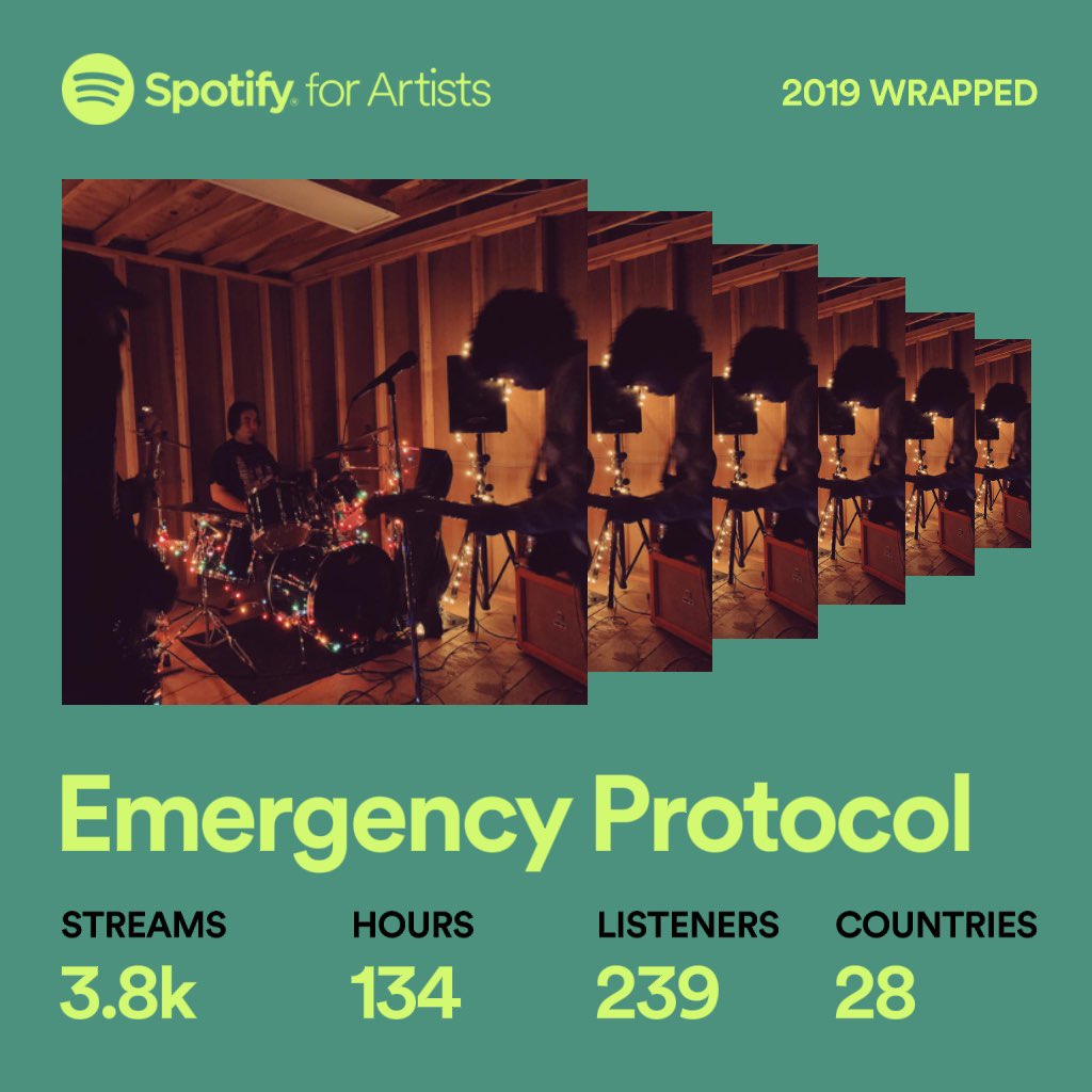 EmergenProtocol's tweet image. Wow so we played less shows so we could write new music and all our stats doubled thank you I&apos;m never gracing a diy basement again this is now an internet band.