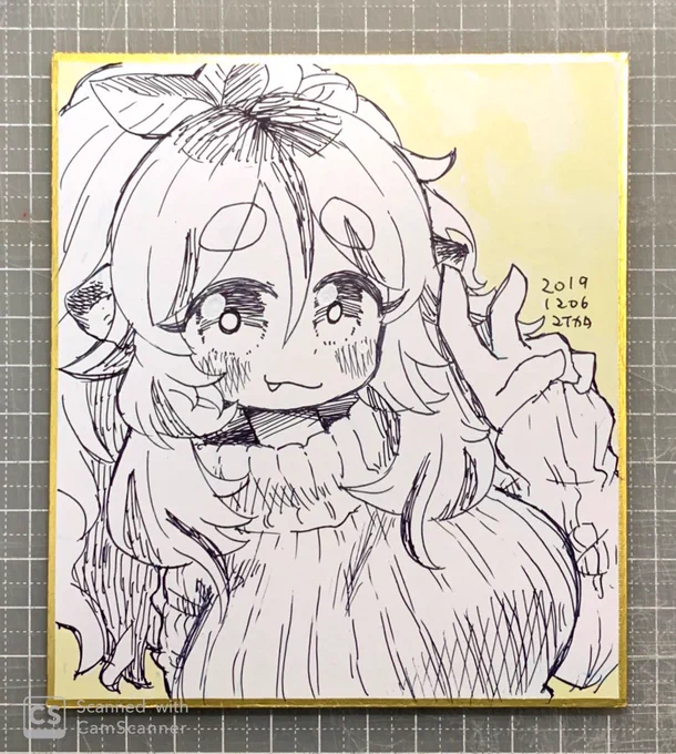 描いた。2000円に該当する色紙です。 