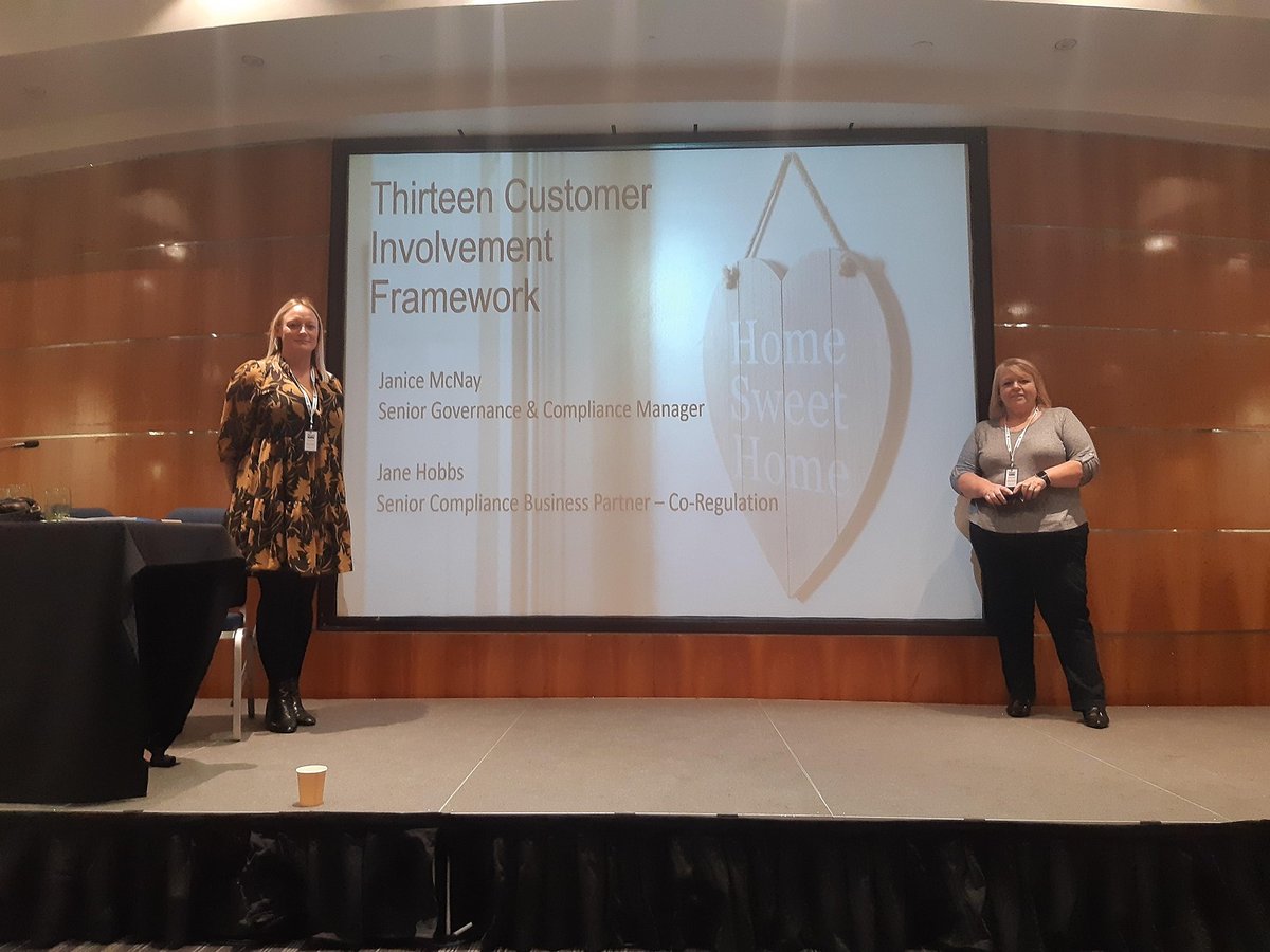 Janice McNay and <a href="/HobbsThirteen/">thirteenJane</a> from our governance team have had a great day at the @hqn_ltd  annual resident involvement conference. They held a workshop to discuss how we’ve developed our customer engagement framework and the fantastic impact it’s having.