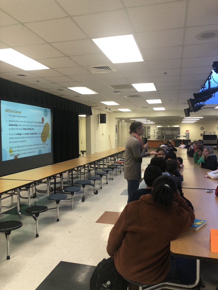 LatishaDHensley's tweet photo. Shout out to @CMS_CarmelMS, the AVID Site Team, and @Jonathanstewar1 for a great AVID assembly today! @CMS_Advanced @CMSSupt @AVID4College @AvidSoutheast @AVIDEasternDiv @CharMeckSchools #allmeansall #opportunity #nextlevelreadiness https://t.co/29CBR7nTv2