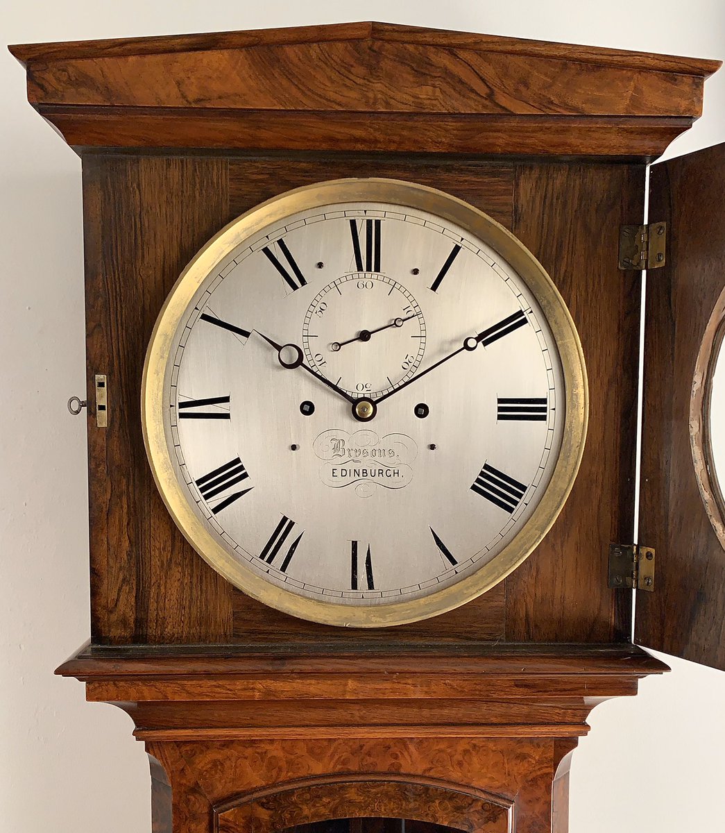 PAOxleyClocks's tweet photo. Now on the website and available for your perusal - a rare burr walnut longcase clock by Brysons of Edinburgh... https://t.co/HAD7tAkLz6 #edinburgh #longcaseclock #grandfatherclock #antiqueclock #brysons #wiltshire #clock https://t.co/Xq0Cv23xvk