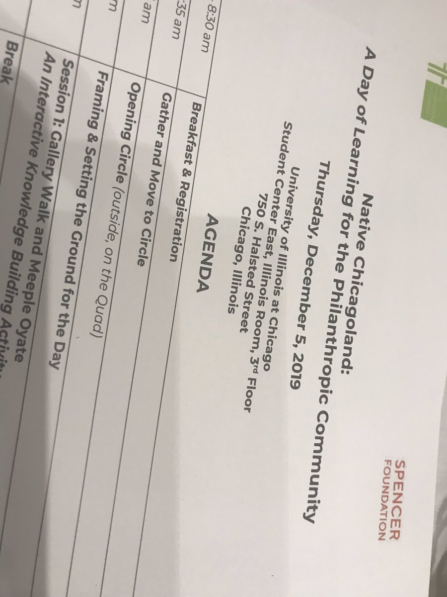 ProfNai's tweet photo. We can’t call ourselves warriors for equity and participate in Native erasure. Grateful to be at Native Chicagoland: A Day of Learning for the Philanthropic Community, sponsored by @Spencer_Fdn @FieldFoundation Thanks to @meganbang3 and @this_clay_jug @angelique1971!!! https://t.co/7wjPEbsrNb