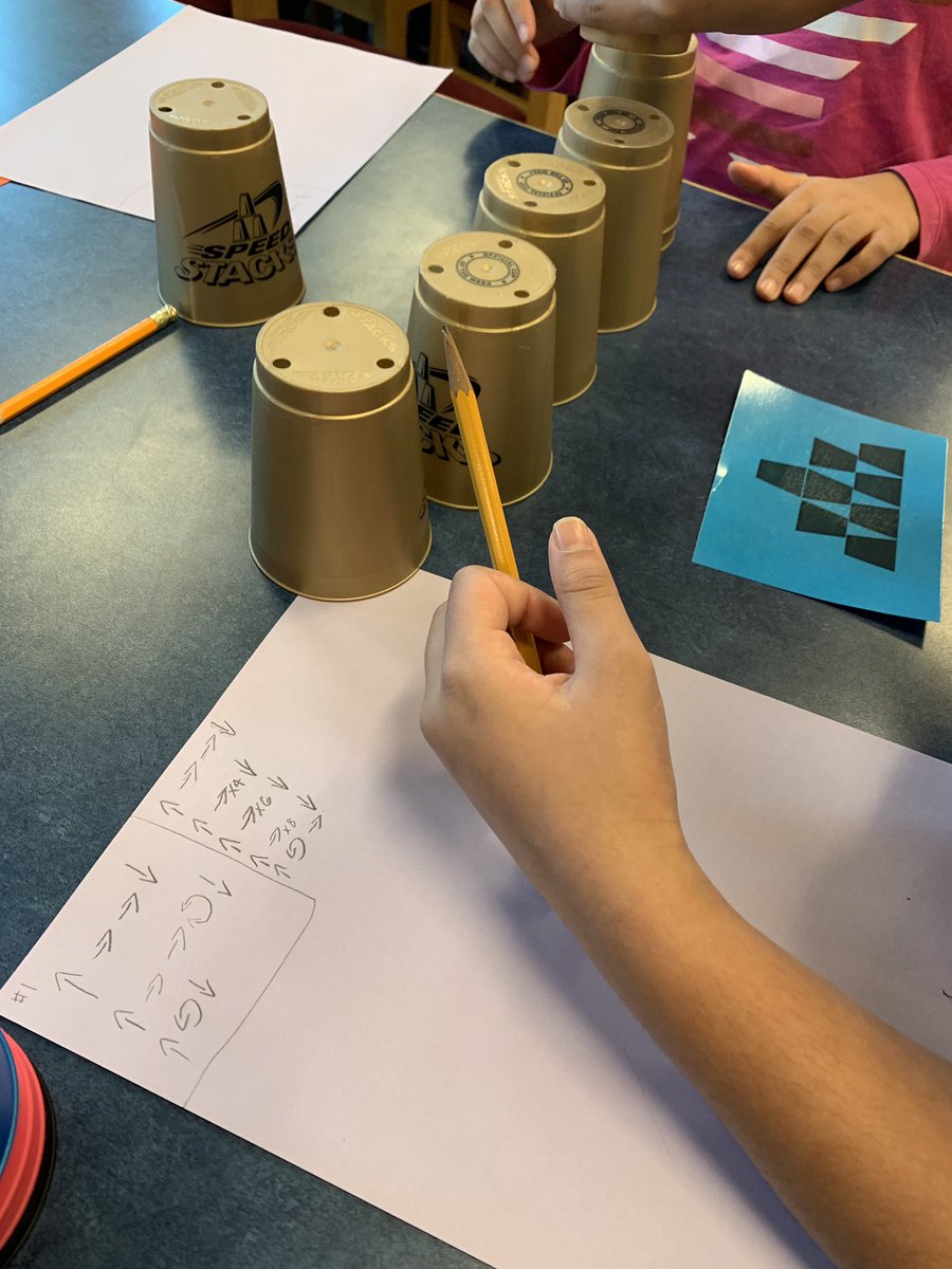 #bpecats 4th graders are putting the SIX c’s to work- communication, collaboration, critical thinking, creativity, CODING &amp; CUP STACKING during #hourofcode2019 @BPECatTech #librariesrrock <a href="/RRISDTech/">RoundRock Technology</a>