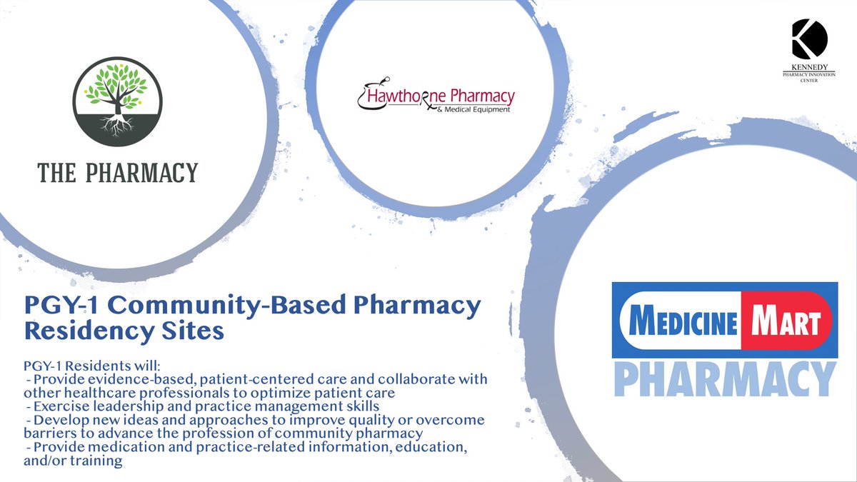 KennedyCenterSC's tweet photo. Thinking about completing a PGY-1 Community-Based Pharmacy Residency? Our residency program develops pharmacists with diverse patient care, leadership, and education skills! For more info, follow the link: https://t.co/UbgXbUEXT3
#CommunityResidency #KPIC #PGY1 https://t.co/B5bgDzQHBm