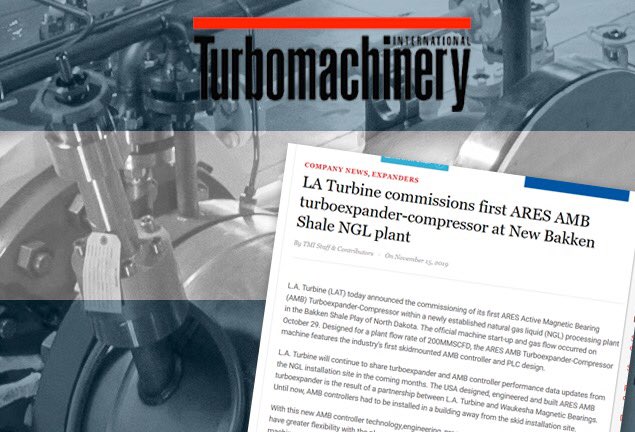 laturbine's tweet photo. L.A. Turbine announced the commissioning of its first ARES Active Magnetic Bearing (AMB) Turboexpander-Compressor within a newly established natural gas liquid (NGL) processing plant (read more) https://t.co/2bwUgzaNcE https://t.co/spXhBsqrMD