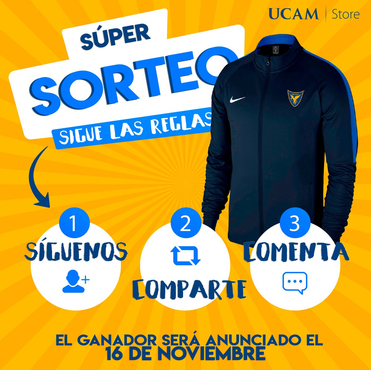 ¡SÚPER #SORTEO!

😍Gana esta maravilla de chaqueta😍
¿Como participar? Muy fácil⤵

🔸Síguenos <a href="/UCAM_Store/">UCAM Store</a>
🔹Dar RT a este tweet
🔸Menciona a 2 amigos 
invitándoles a participar

store.ucam.edu 
MUCHA SUERTE🍀