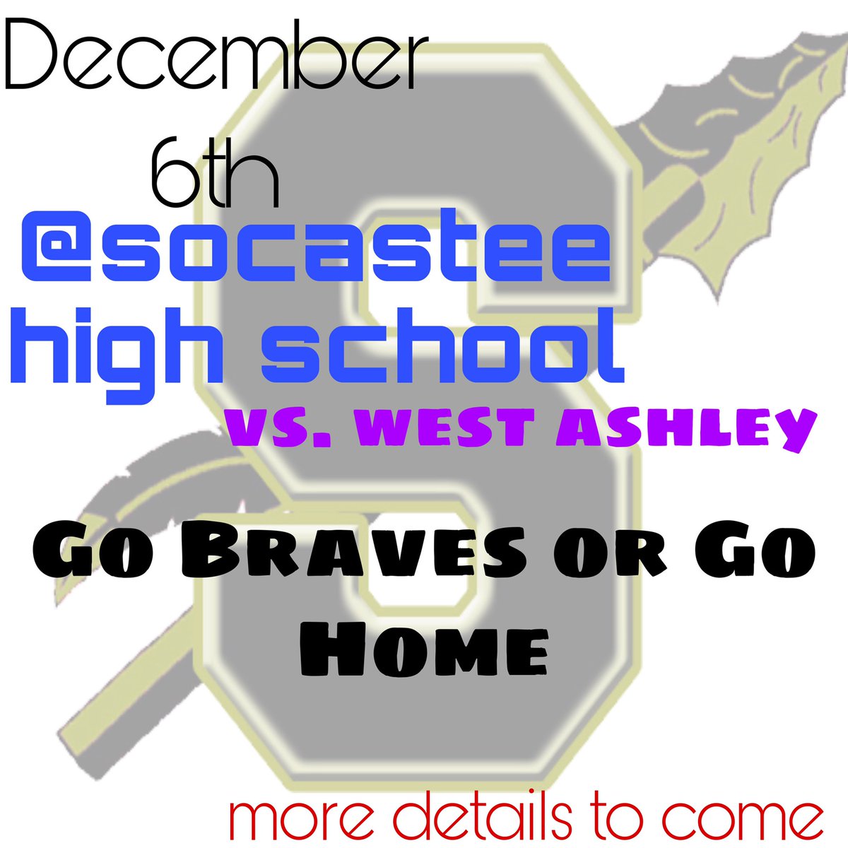 be there. Go Braves or Go Home. 7:30 @ soca.